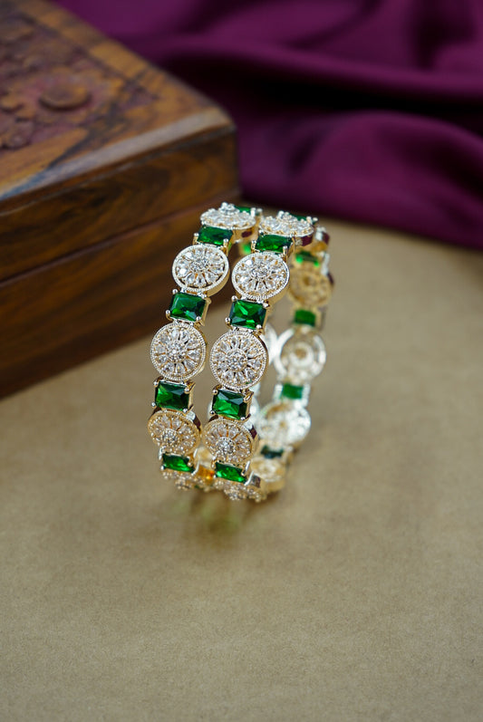 Green Premium AD Bangles for Women