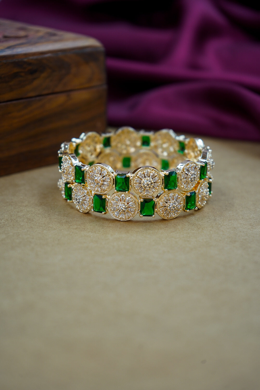 Green Premium AD Bangles for Women