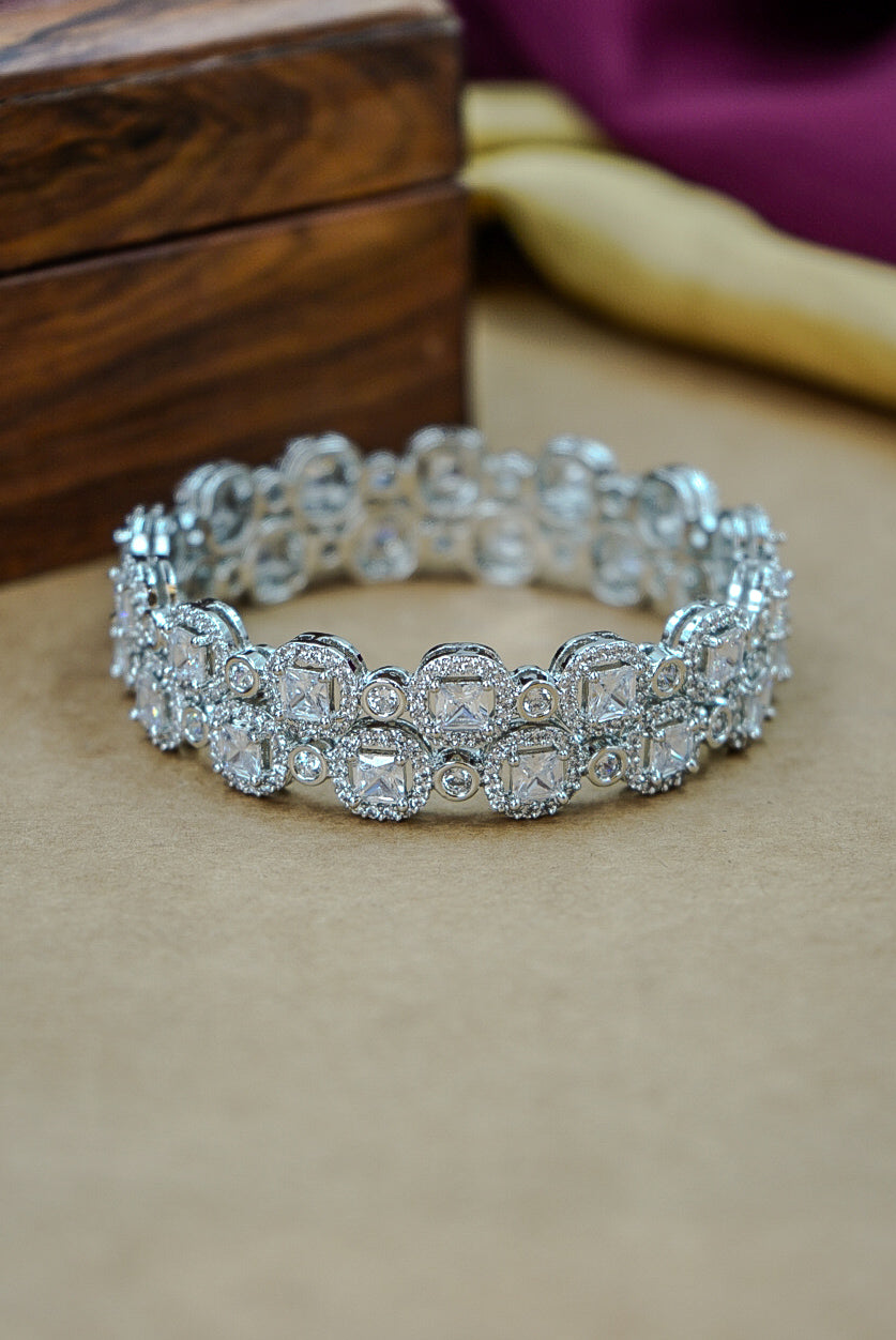 Elegant Silver Polish AD Kada for Weddings