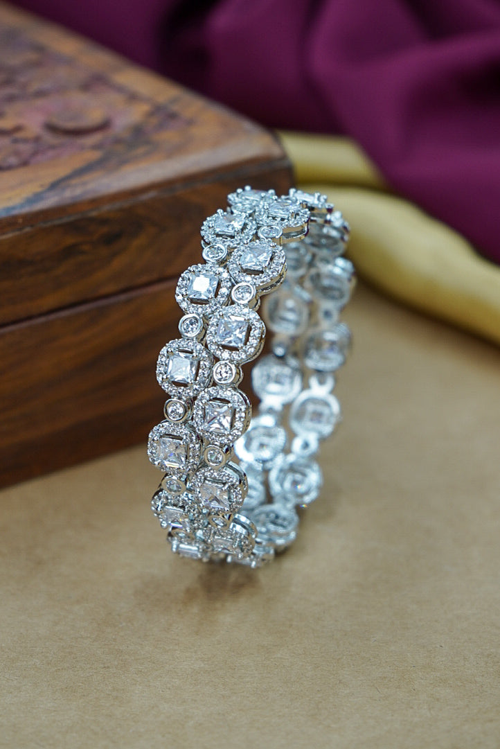 Elegant Silver Polish AD Kada for Weddings