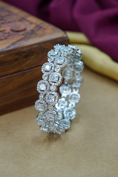 Elegant Silver Polish AD Kada for Weddings