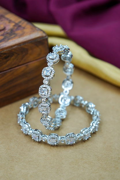 Elegant Silver Polish AD Kada for Weddings