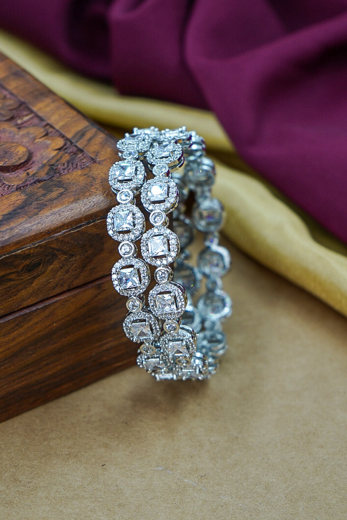 Elegant Silver Polish AD Kada for Weddings