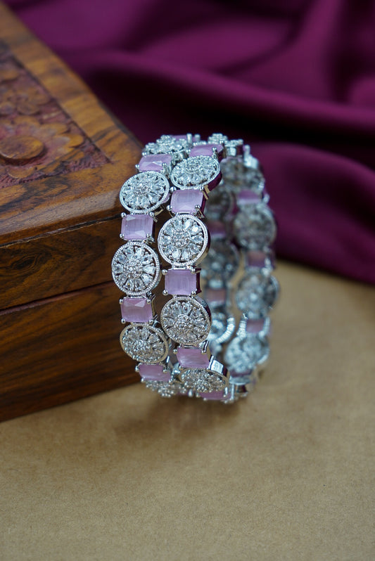 Pink Premium AD Bangles for Women