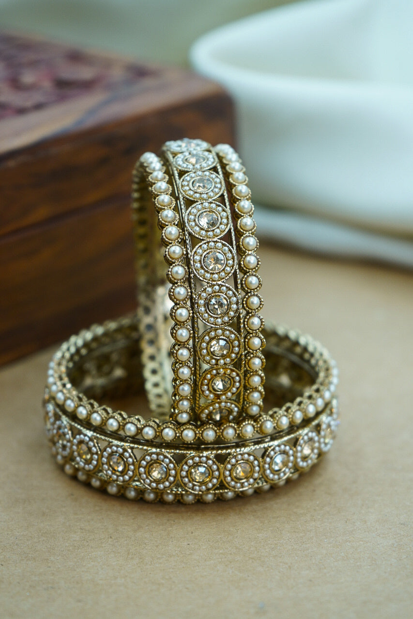 Bridal Pearl Antique Bangles