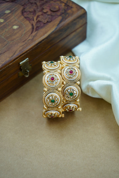 Traditional Pearl Meenakari Heritage Kada