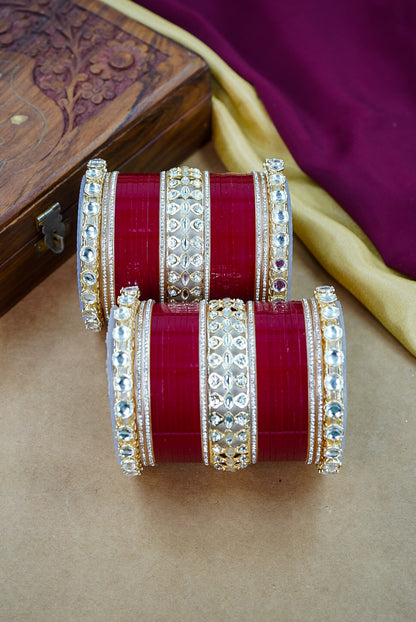 Stylish Red & White Punjabi Chuda